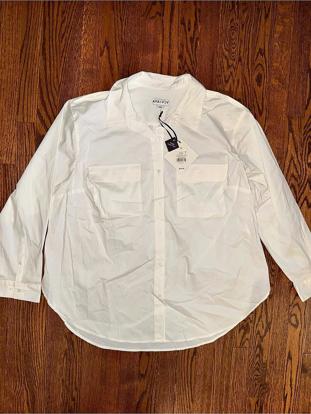 Ava & Viv No-Gap Button Front Shirt White Medium